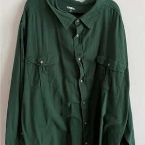 Kingsize Deep Green Button-Up Shirt Big and Tall 7XL
